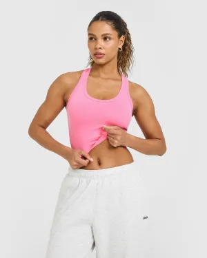 Summer Air Joyful Mood Cotton Fitted Mid Vest | Peony Pink SeamlessBodyMapping
