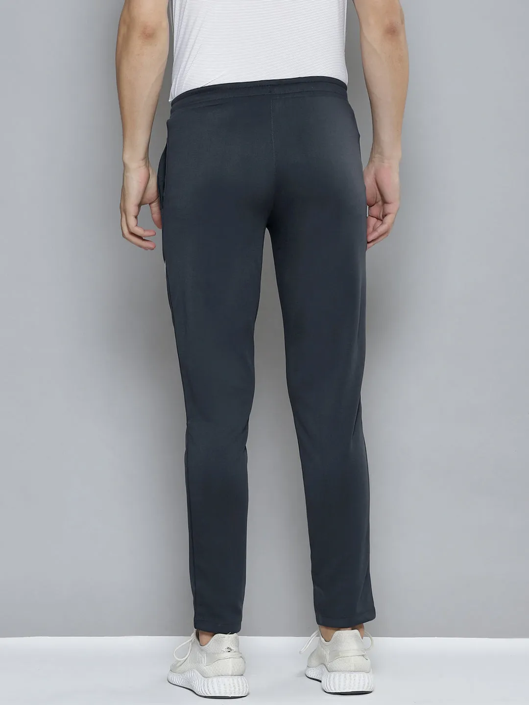 Alcis Men Charcoal Grey Solid Slim Fit Running Track Pants Moisture wicking