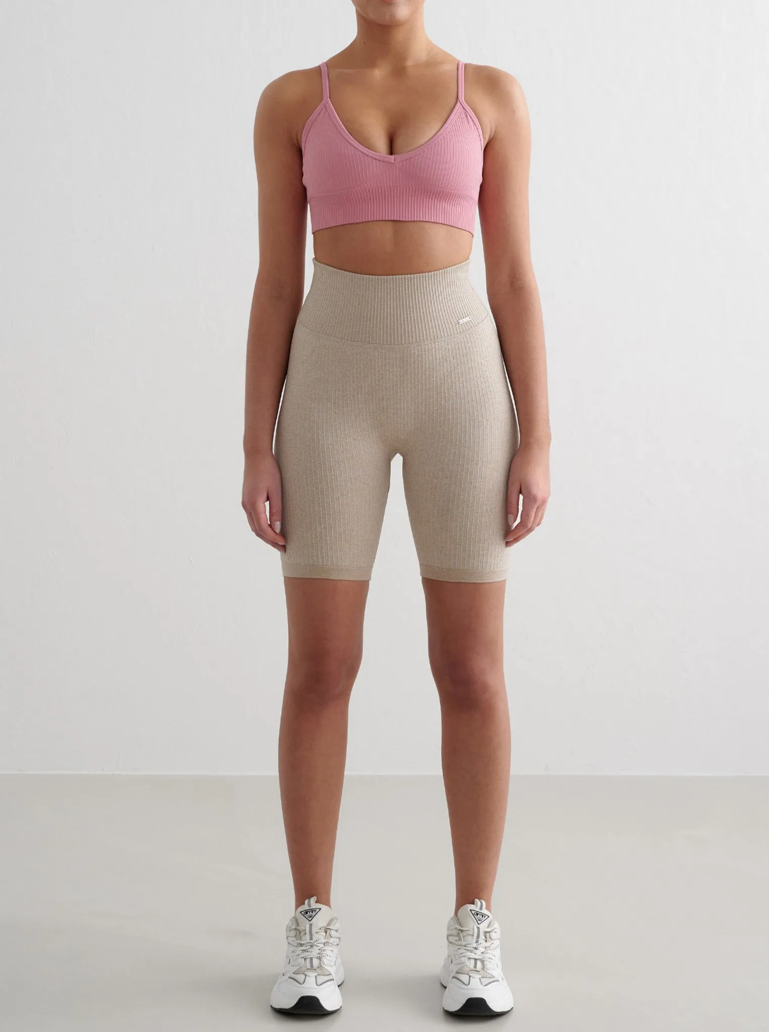 Desert Rose Ribbed Seamless Deep Cut Bra Seamless Waistband