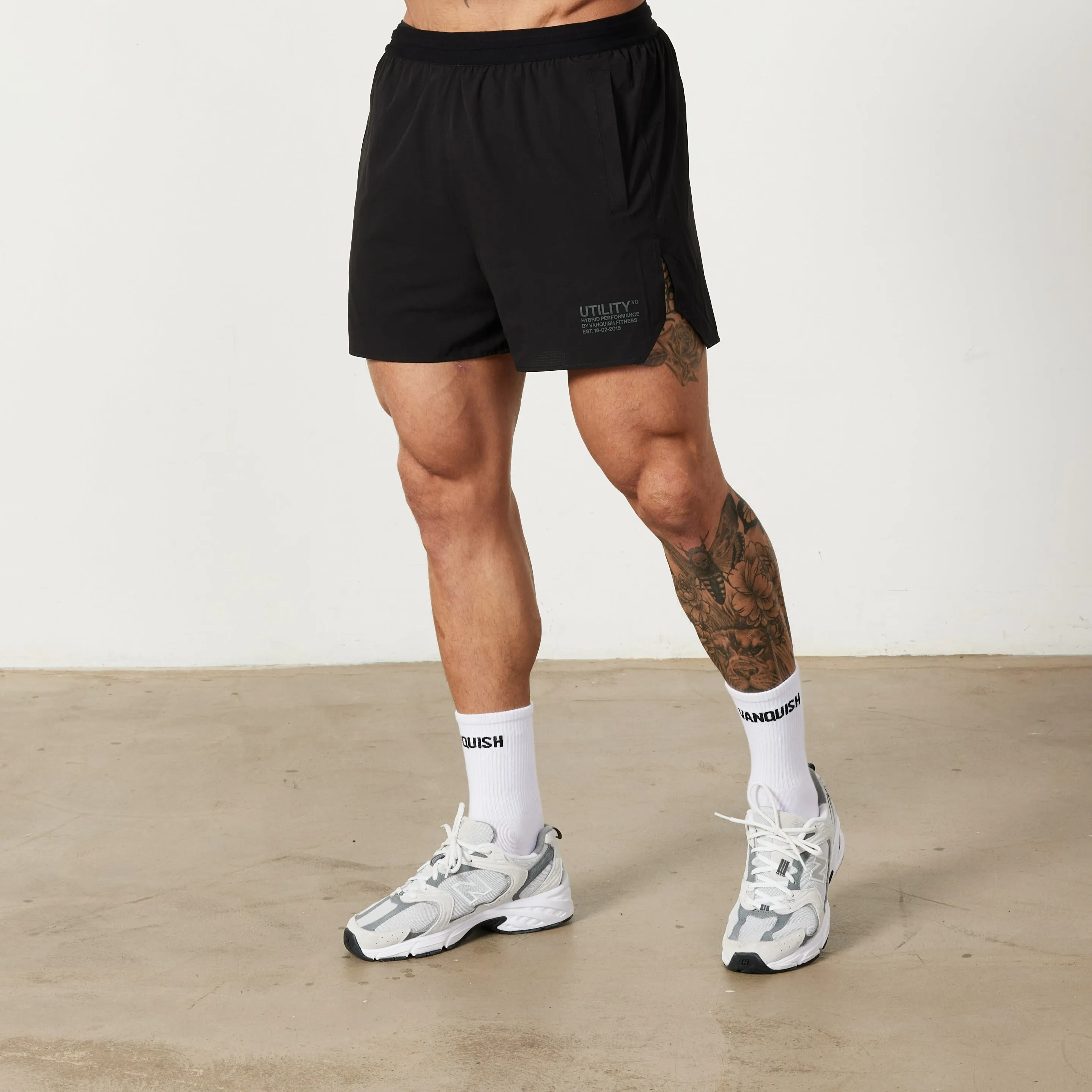 Vanquish Utility Black Performance Shorts tie-dye look Mood Match