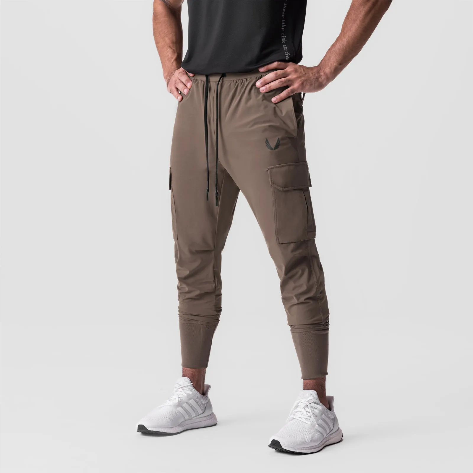 0825. Tetra-Lite? Cargo High Rib Jogger - Deep Taupe Recycled Polyester Blend