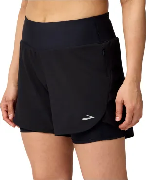 Brooks 5 Inch Chaser 2 In 1 Womens Running Shorts - Black Festival Outfit Moisture Management Lining