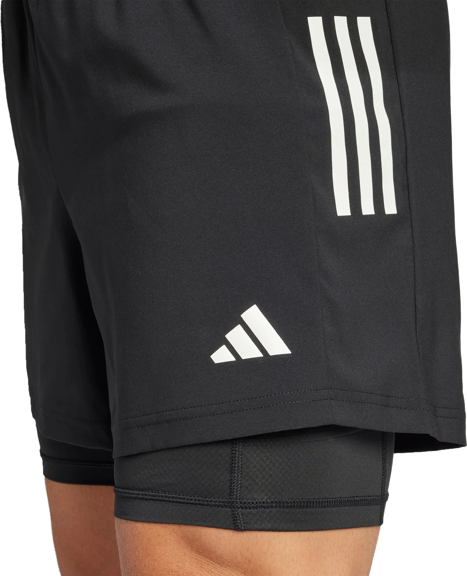 adidas Own The Run ClimaCool 2 In 1 Mens Running Shorts - Black Wrinkle Resistant Finish Airflow channels