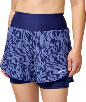 Dynamic Tension Control Brooks 5 Inch Chaser 2 In 1 Womens Running Shorts - Blue