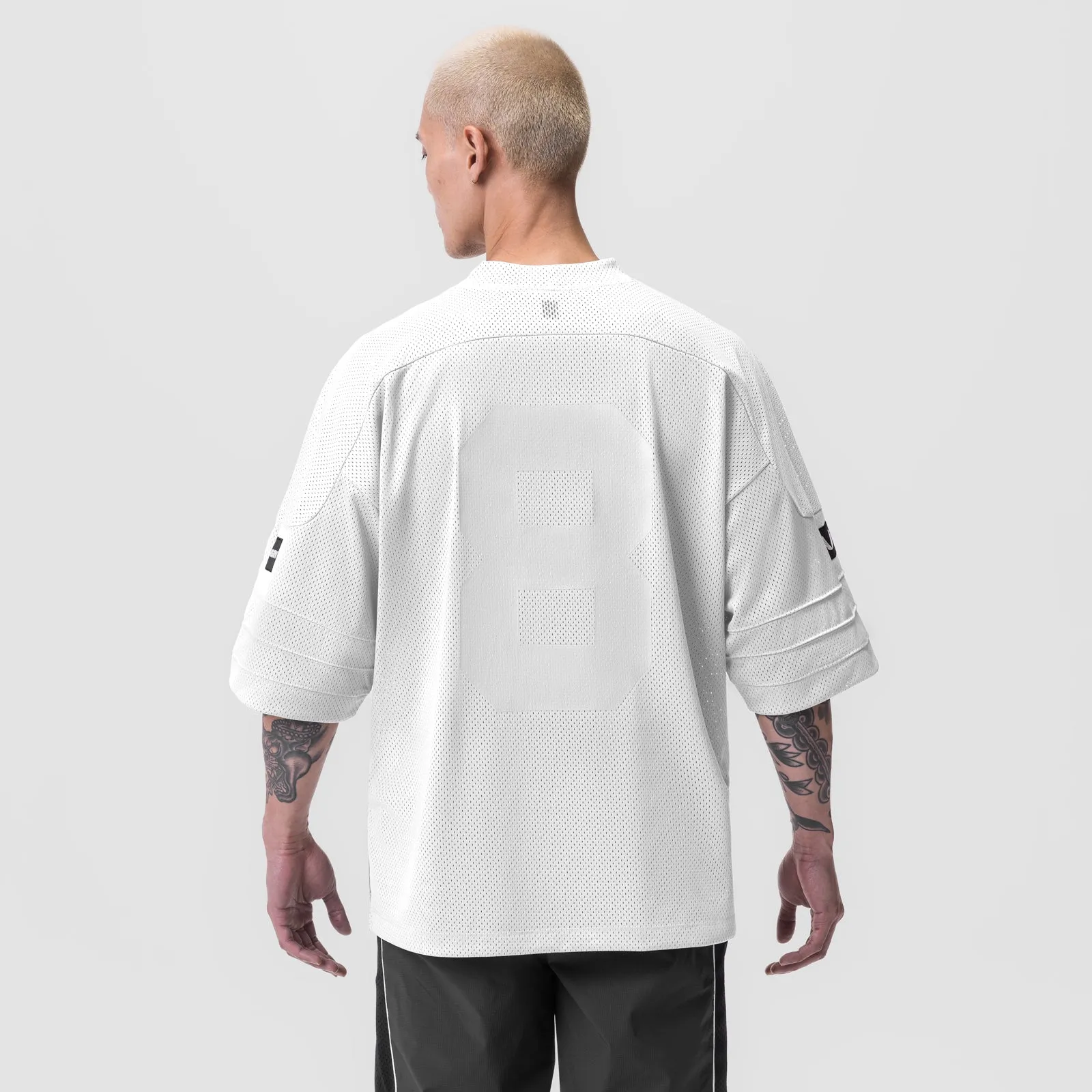 Heathered Fabric 0772. SilverPlus? Mesh Oversized Jersey - White