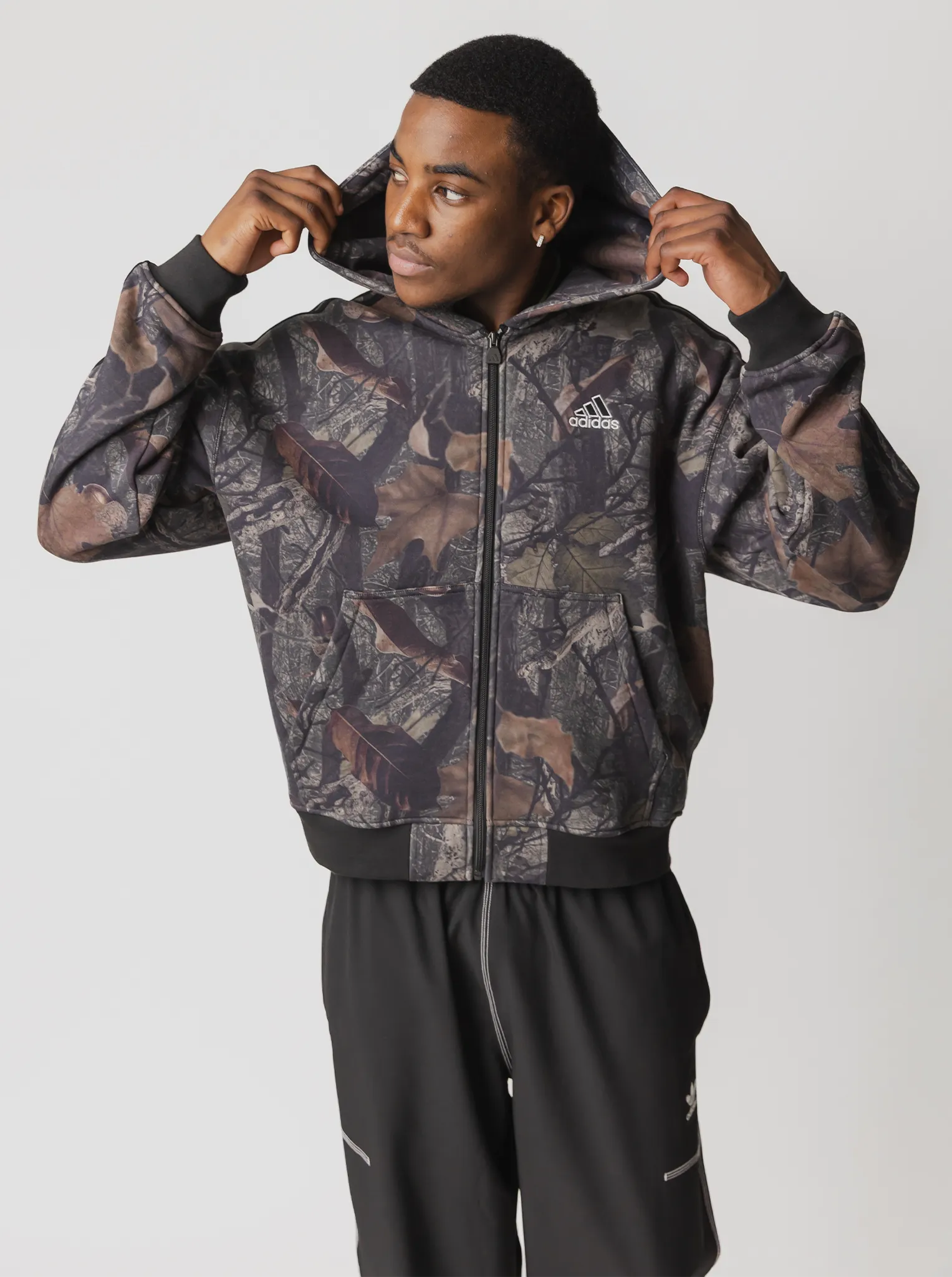 Soft Sense Yarn Dyed Fabric Camo Full-Zip Hoodie