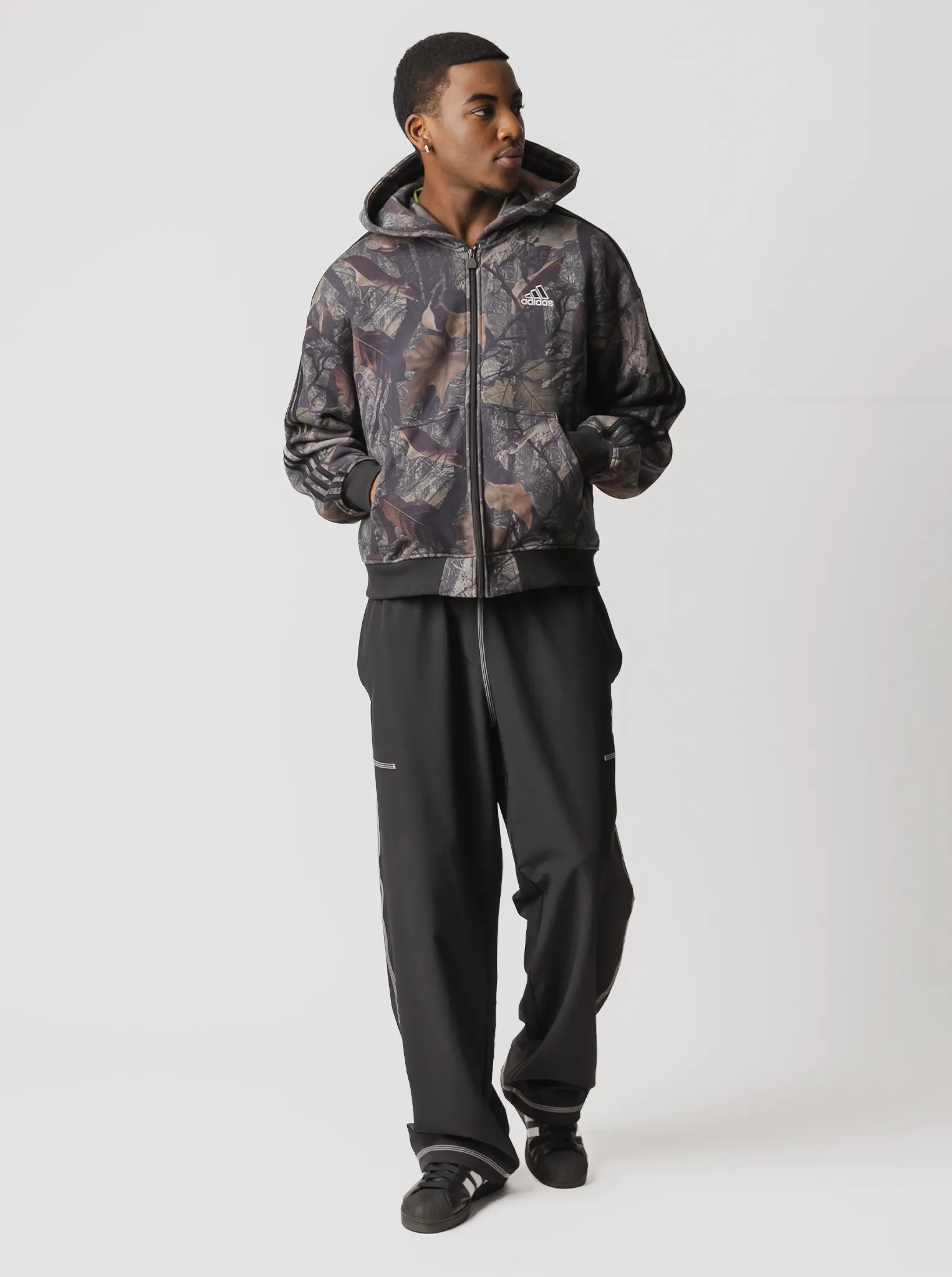 French Terry Cloth Water resistant coating Camo Full-Zip Hoodie