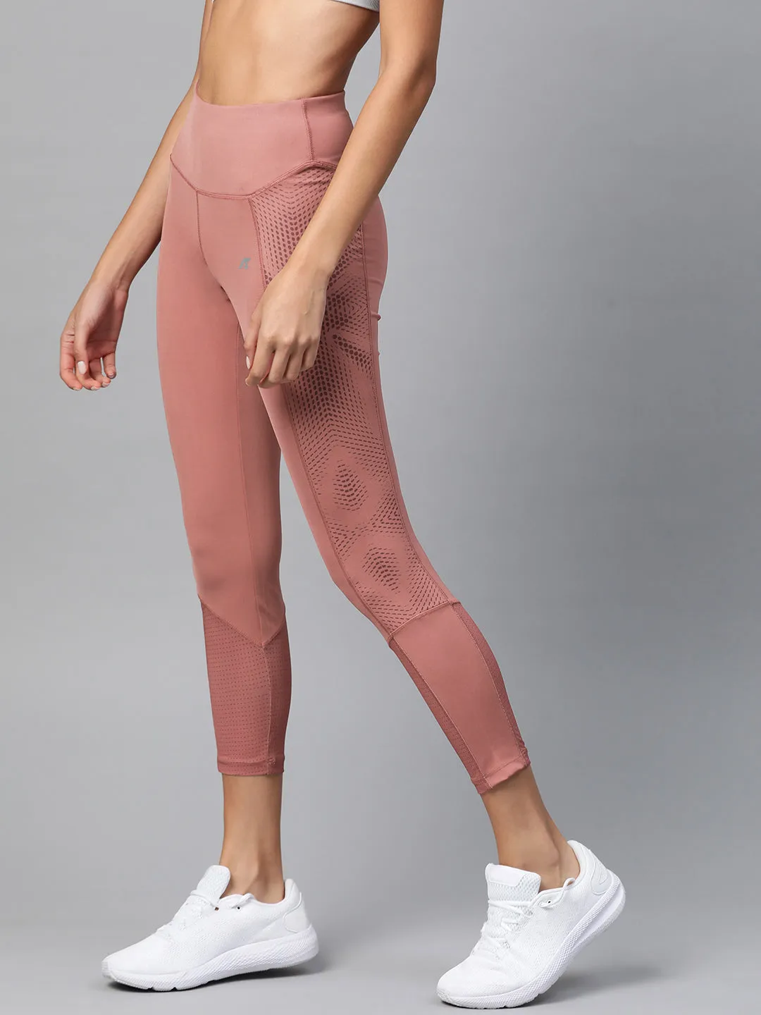 Mountain Hike Ultra Light Alcis Women Dusty Pink Solid Cropped Tights