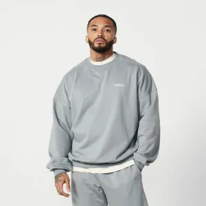 Vanquish Essential Steel Grey Oversized Sweatshirt Reinforced Zipper Guard Brown bear like