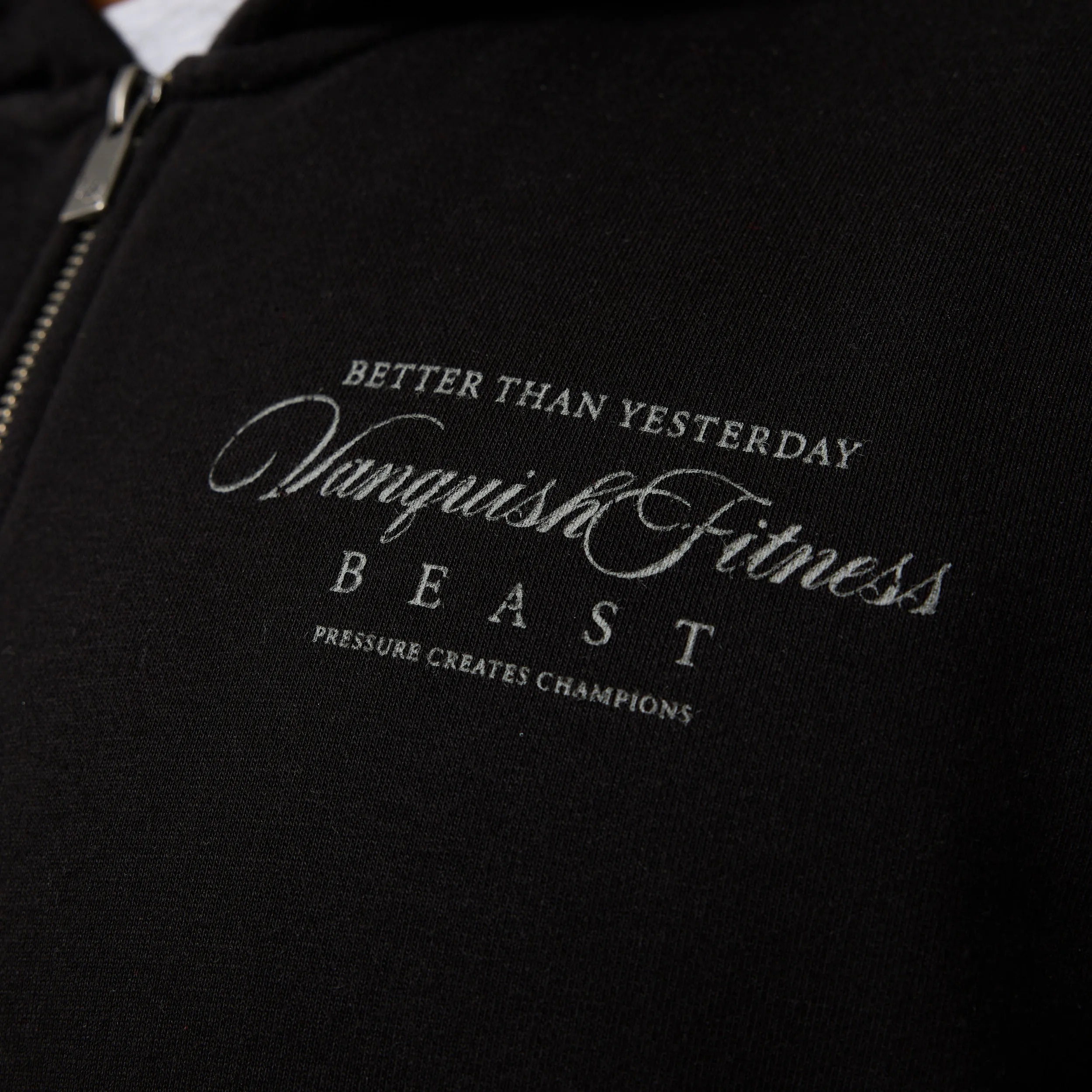 Vanquish x JBeast Black Oversized Full Zip Hoodie High Quality Cotton Drop Shoulder Construction