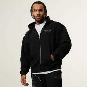 Heathered Texture Vanquish x JBeast Black Oversized Full Zip Hoodie