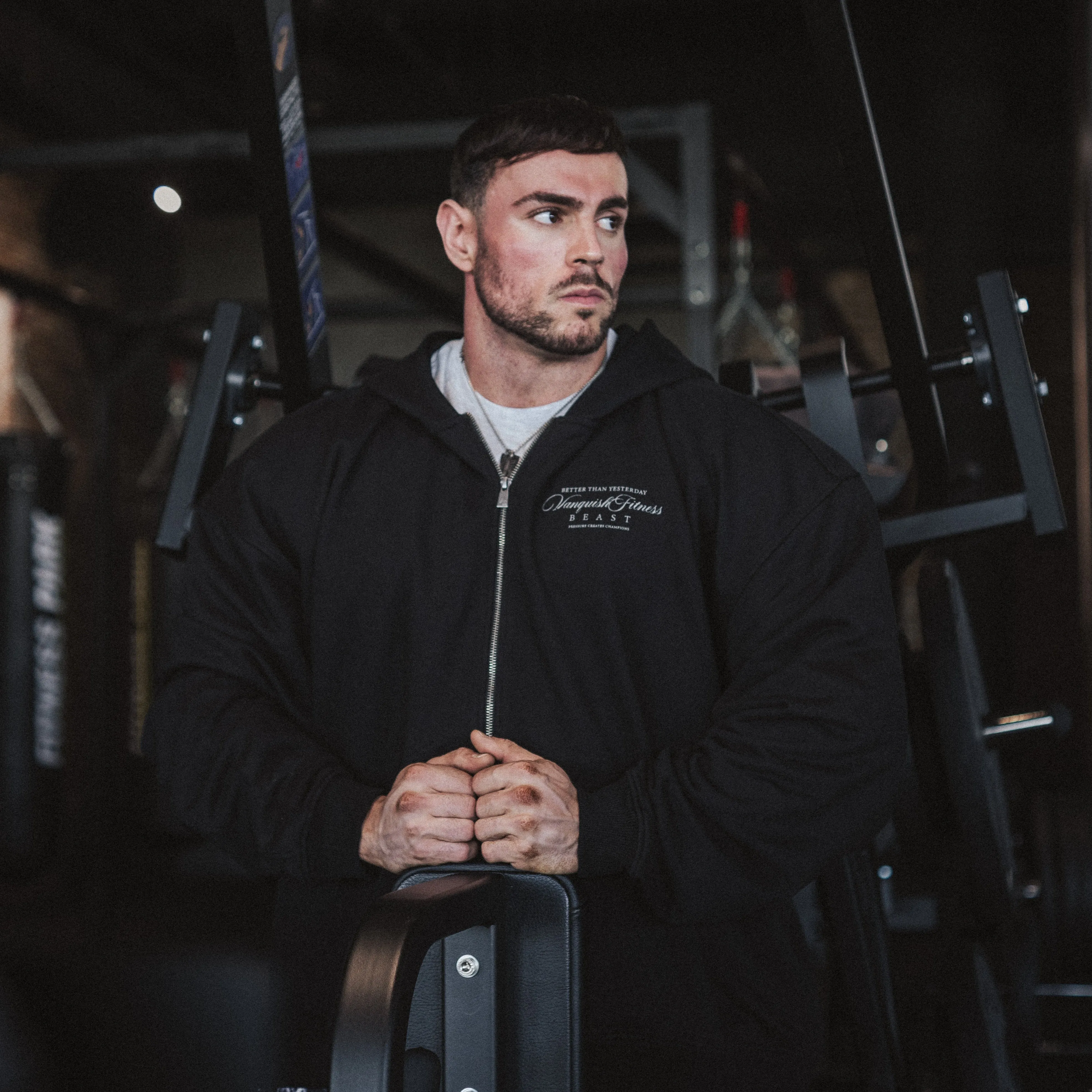 Durable Zippers Lifestyle Energy Vanquish x JBeast Black Oversized Full Zip Hoodie