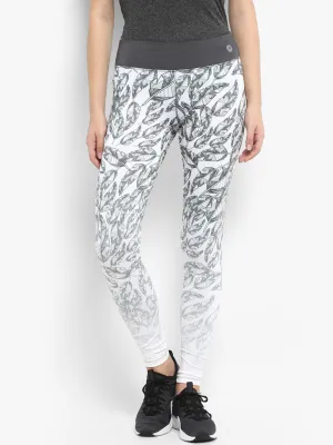 Alcis Women White Grey Printed Tights Training Day