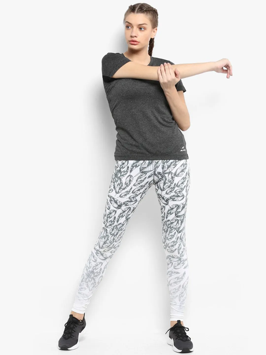 Winter Sports For Kids Travel Enthusiast Moisture Wicking Alcis Women White Grey Printed Tights