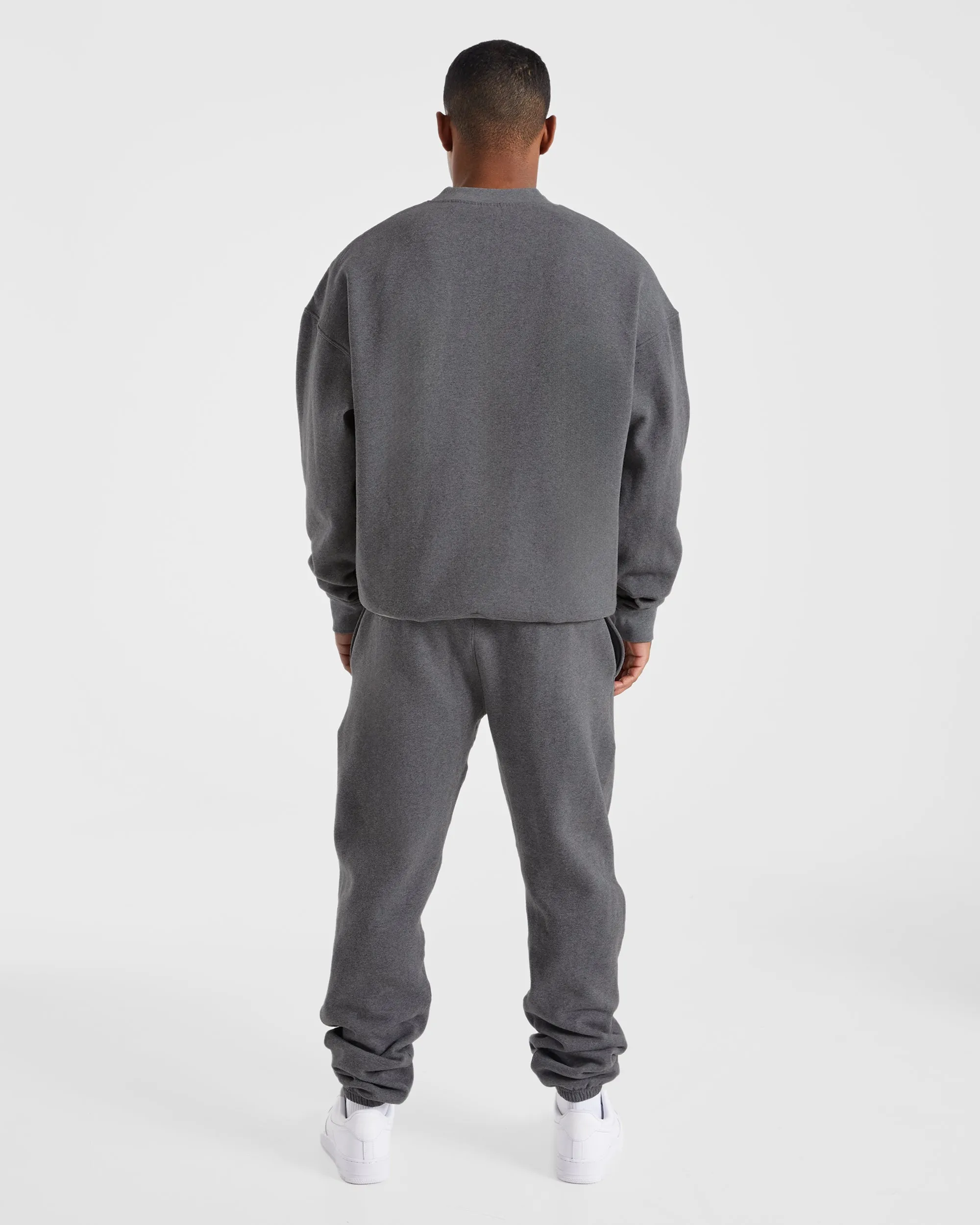 Thermal Lined coffee shop hangout Essential Oversized Sweater - Charcoal Marl
