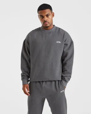Essential Oversized Sweater - Charcoal Marl Zippered Closure