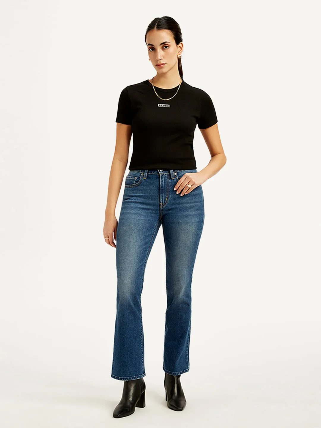 Plain Favorite Women's 725 Blue Flared Fit High Rise Jeans