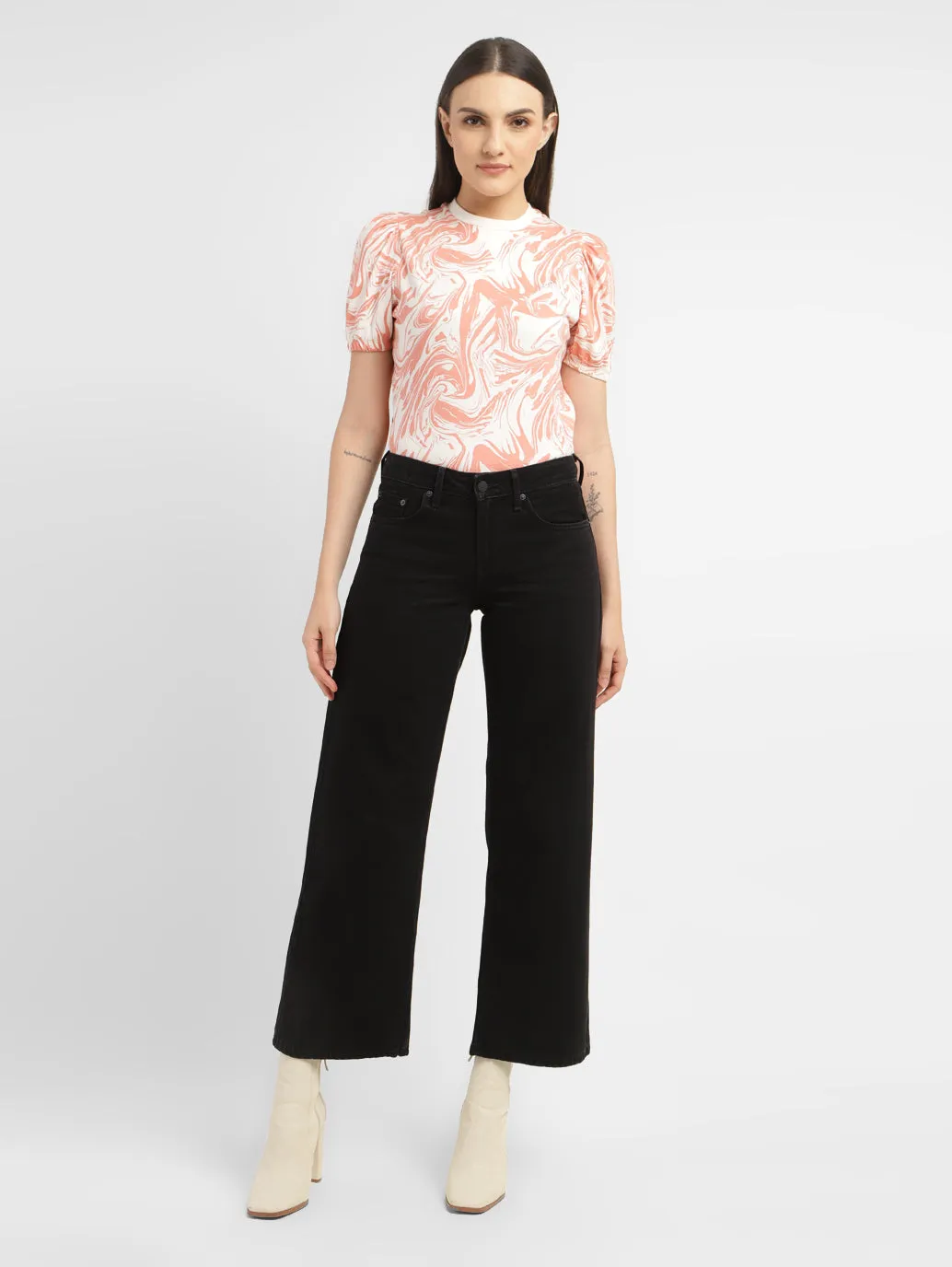 Ready to Wear Women's Black Loose Fit Low Rise Jeans