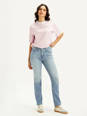 Women's 312 Light Blue Straight Fit Mid Rise Jeans Popular Style Brunch Outfit Night Out