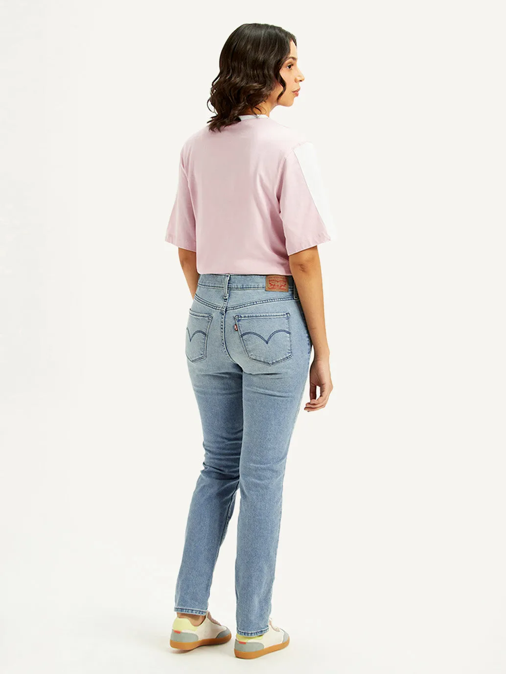 Women's 312 Light Blue Straight Fit Mid Rise Jeans Moisture Wicking Inner Layer