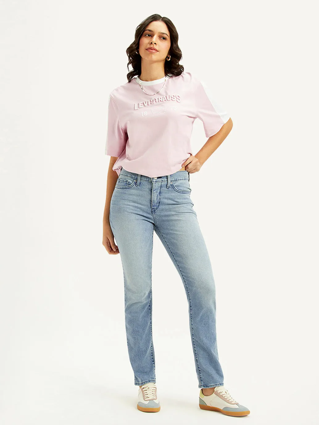Women's 312 Light Blue Straight Fit Mid Rise Jeans Popular Style Brunch Outfit Night Out