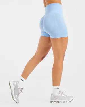 insulated Empower Seamless Shorts - Sky Blue Adjustable Waistband Lace trim
