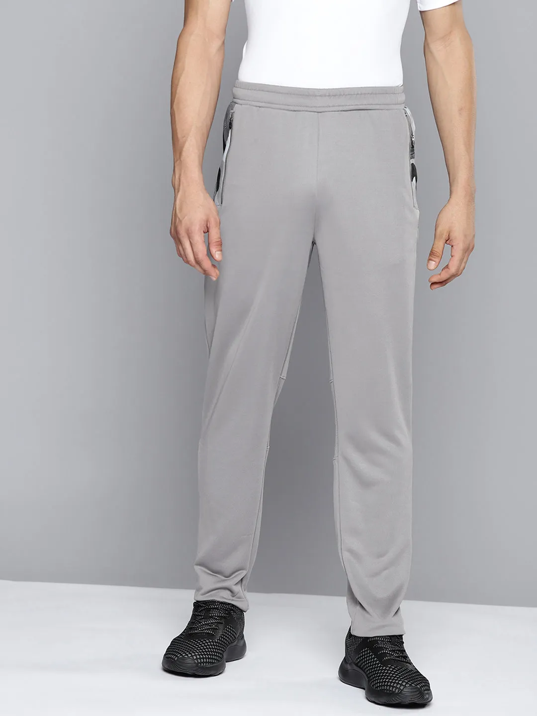 Alcis Men Grey Solid Slim Fit Track Pants Move Freely