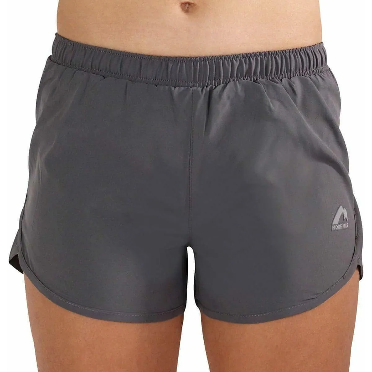 Double Layered Hem Outdoor Style More Mile Strive Womens Running Shorts - Grey