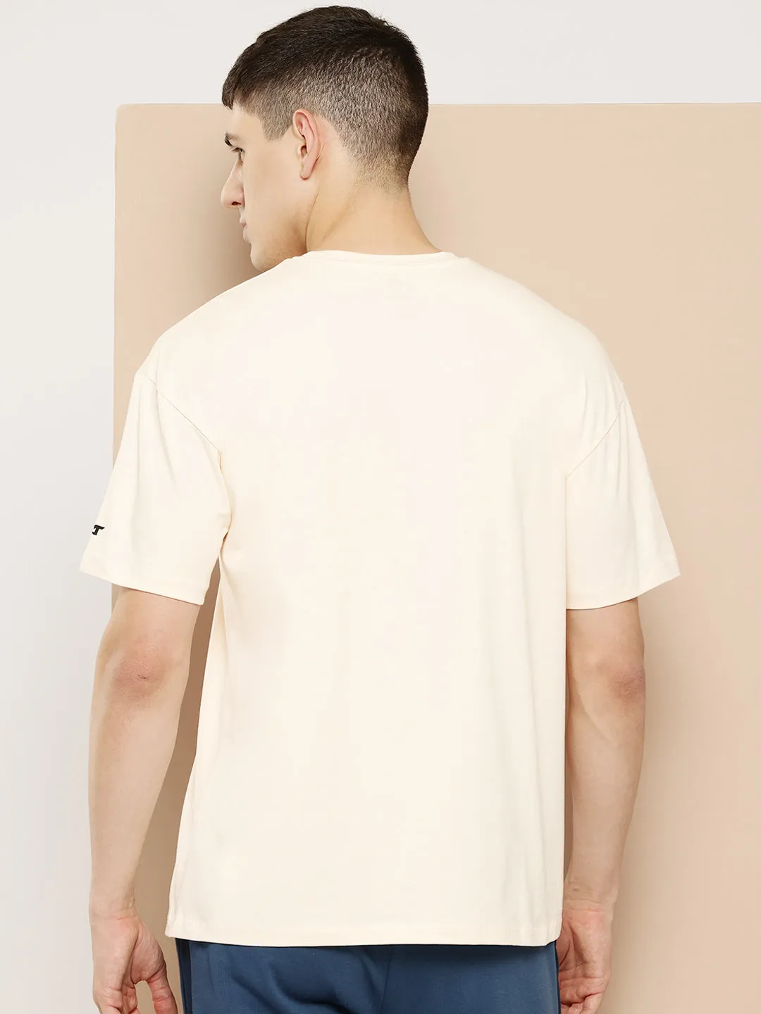Cyber Glow Alcis Men Cream Typography Printed T-shirt