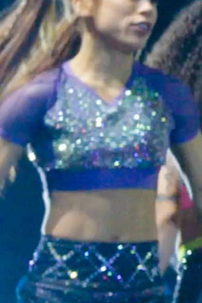 Mesh Sleeve Cropped Tee in Purple Crystal Couture - Special Order QuickEvaporation AntiSnagTechnology