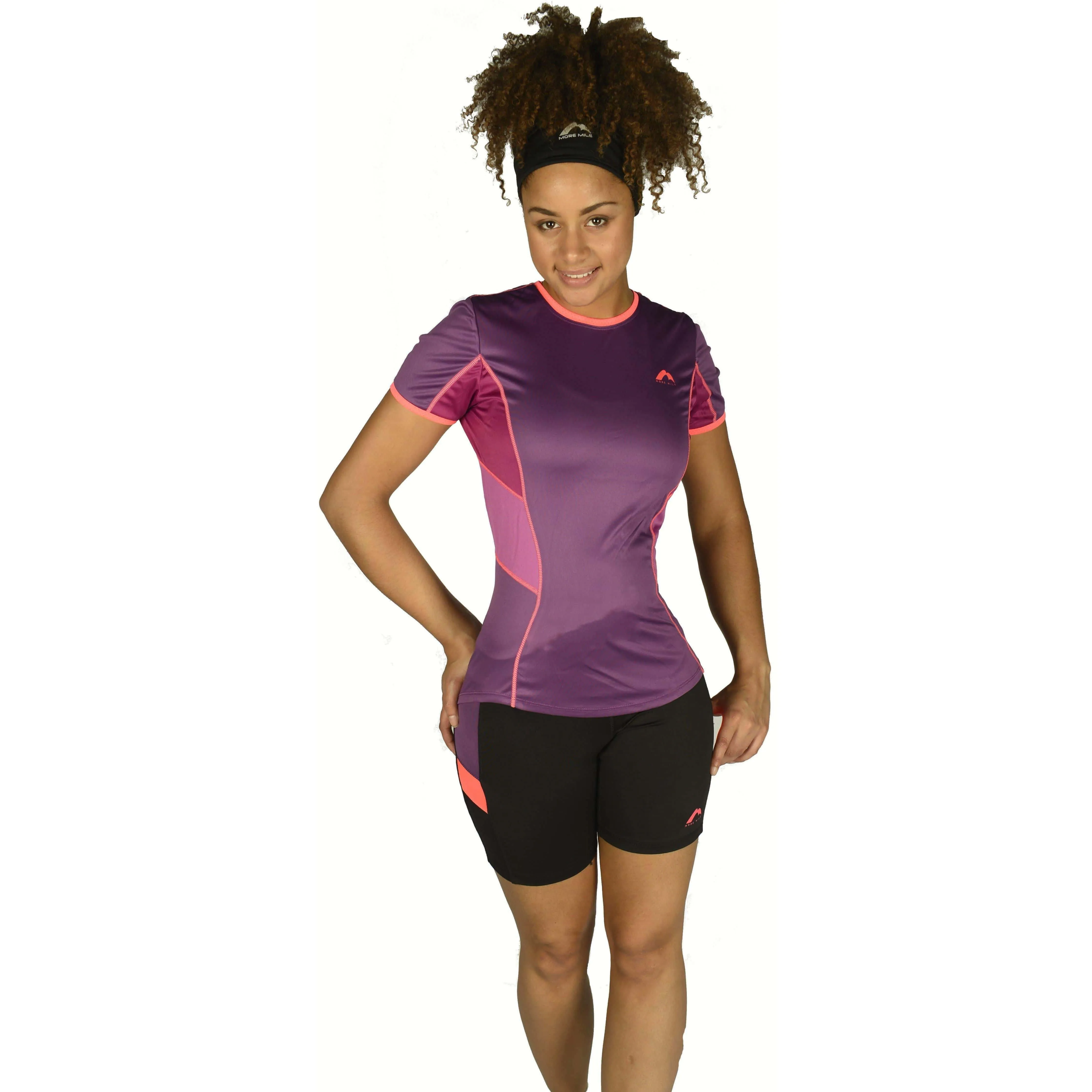 More Mile More-Tech Womens Short Running Tights - Black Reflective Trim Detail