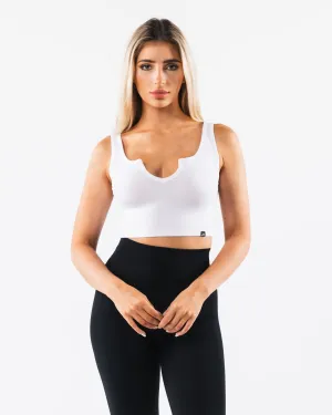 Fresh Layer Stretch Ready Fabric OT Slit Tank - White