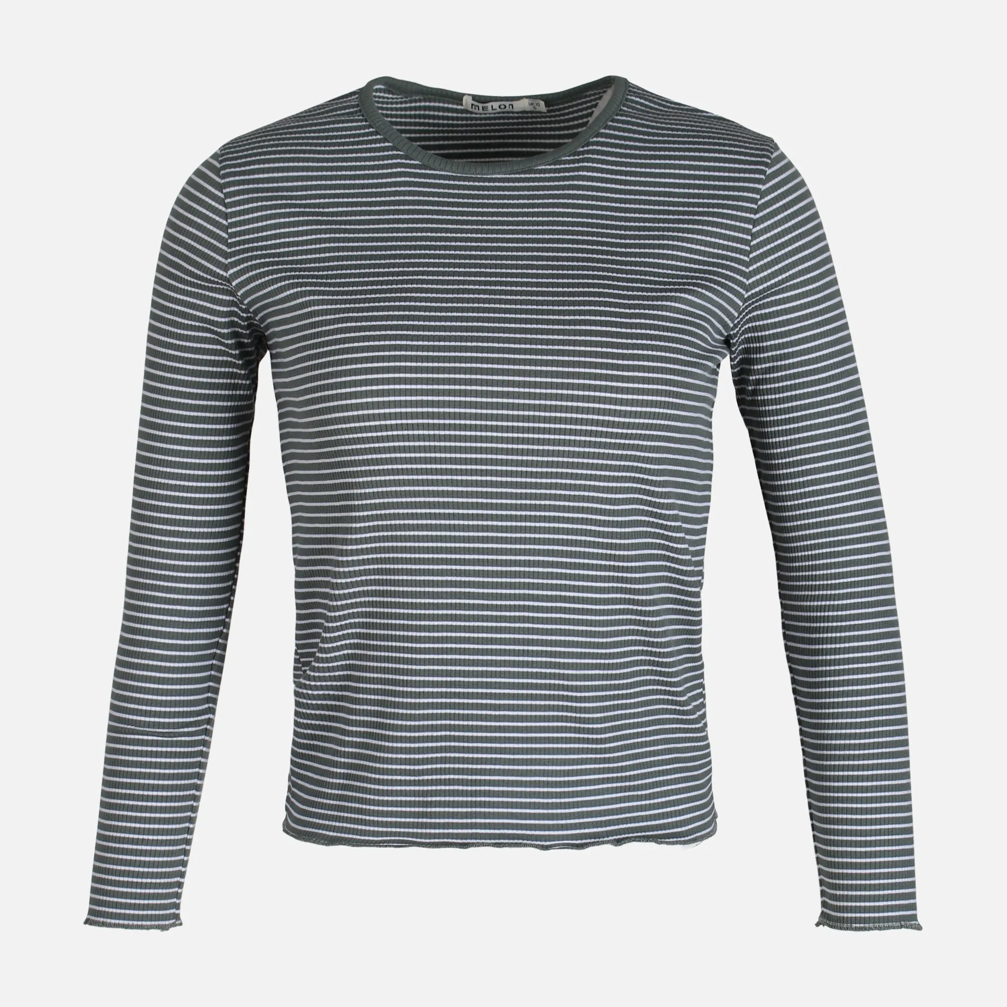 Adjustable drawstring AntiStaticTechnology WOMEN RIB STRIPER LONG SLEEVE TEE