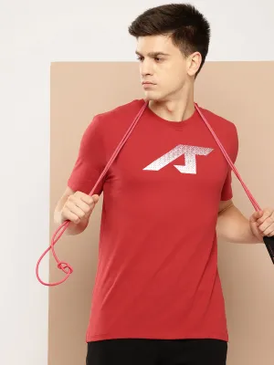 Alcis Men Red Graphic Print Soft-Touch Regular-Fit Athleisure T-Shirt Magic Glow Design Soul
