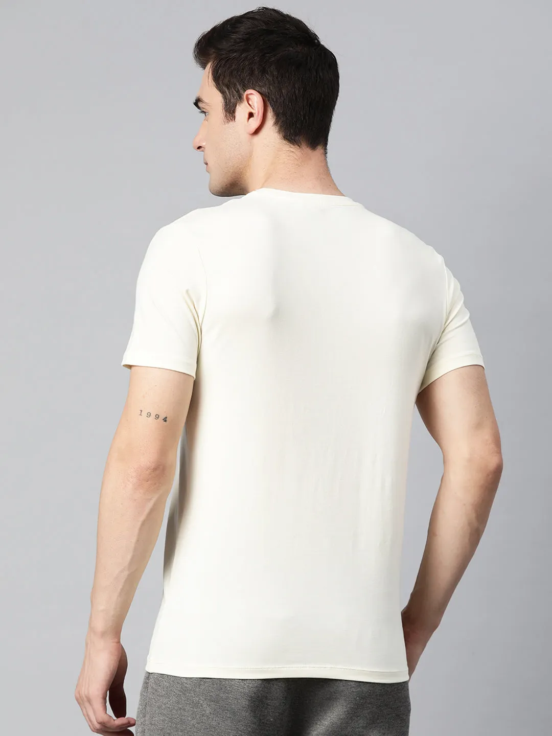 Alcis Men Solid Stretchex Slim Fit T-shirt Strong Denim
