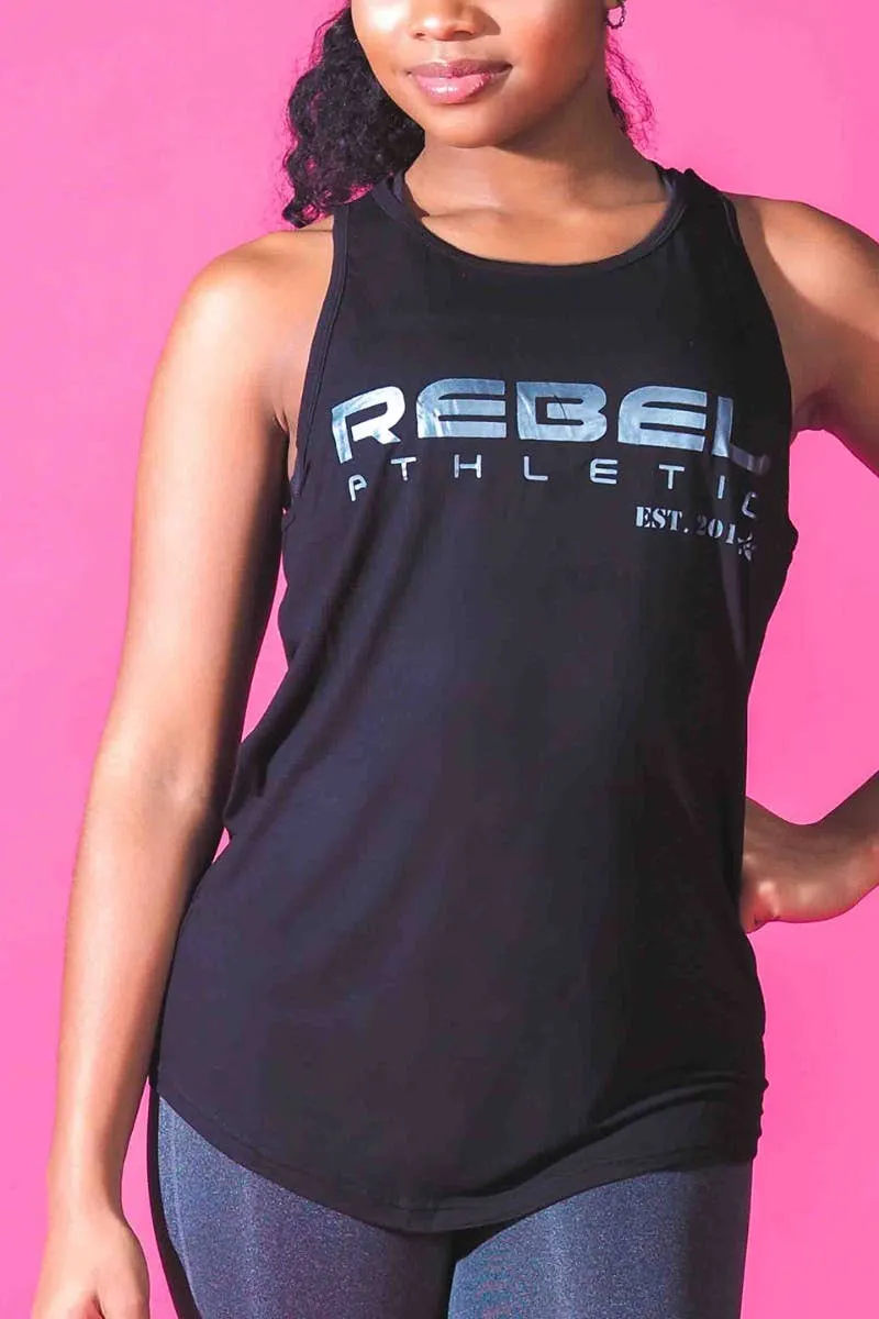 Rebel Tank in Black Glass Fit Tropical Glow