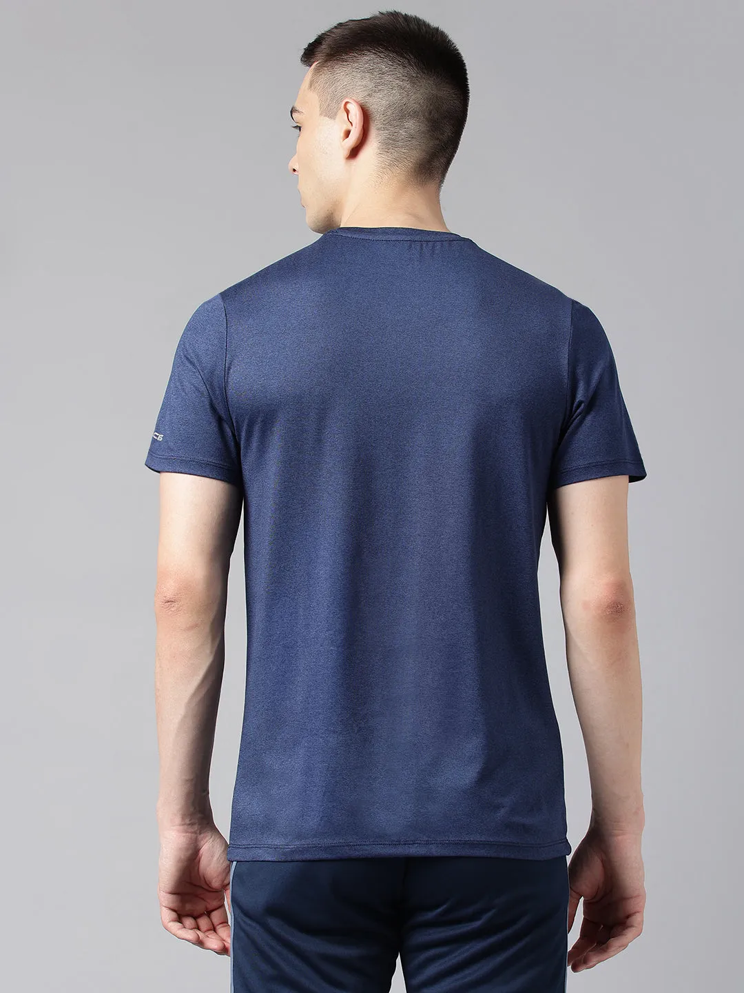 Fire Glow Alcis Men's Printed Blue & Black Anti-Static Drytech  Slim-Fit Training Tee