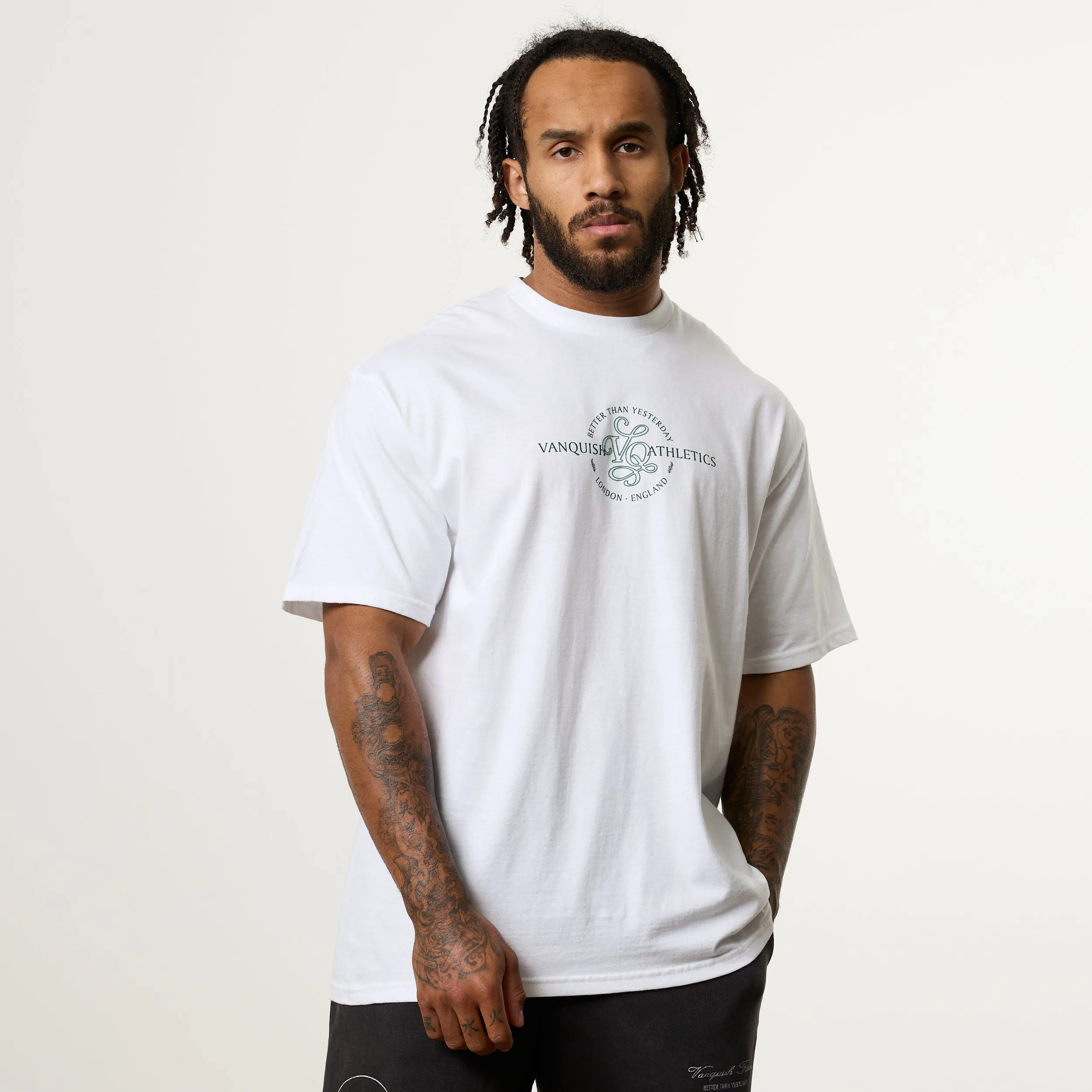 Vanquish Revolve Filigree White Oversized T Shirt Smart Casual Rayon blend