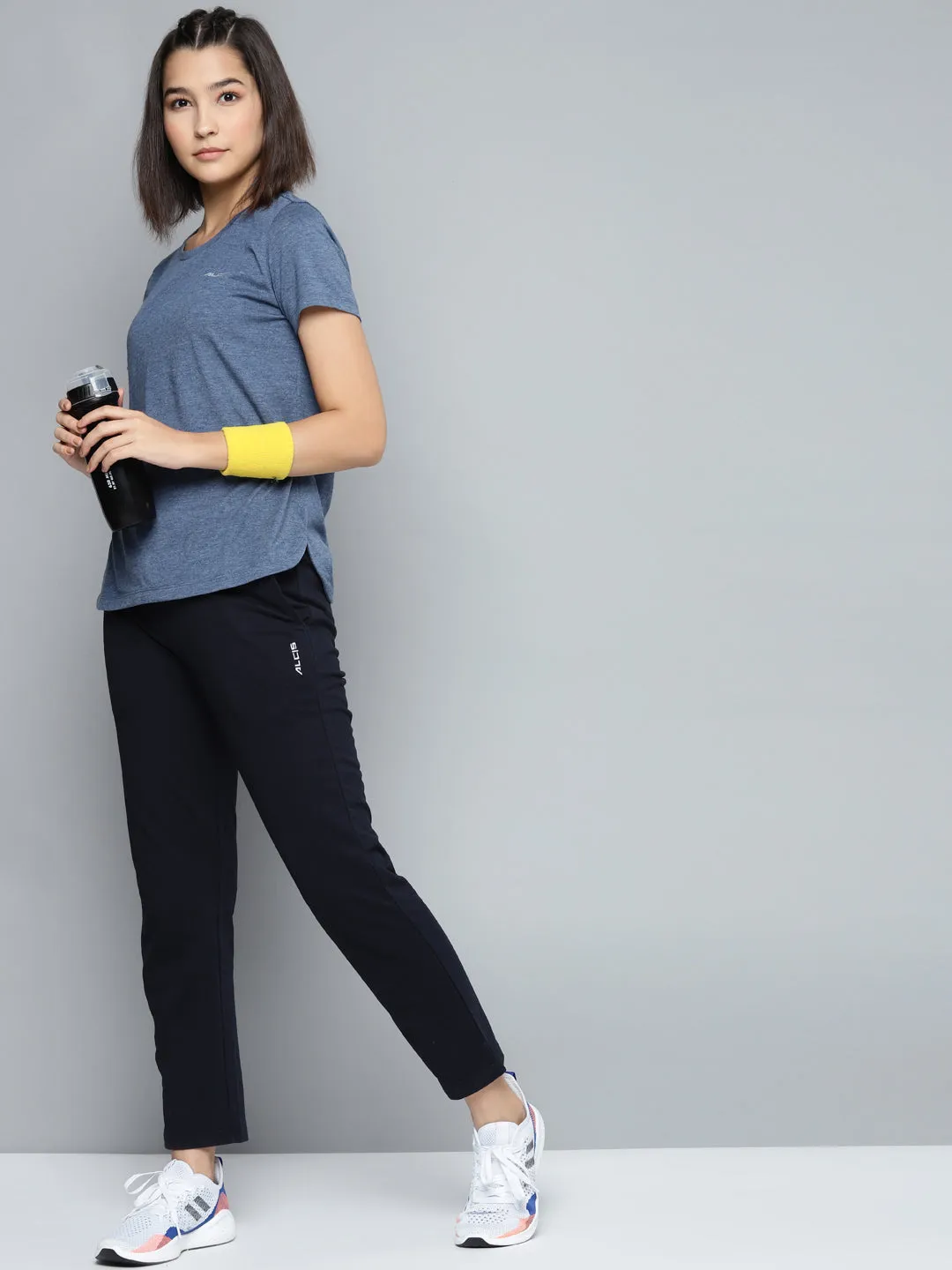 Alcis Women Navy Blue Solid Track Pants Core Comfort