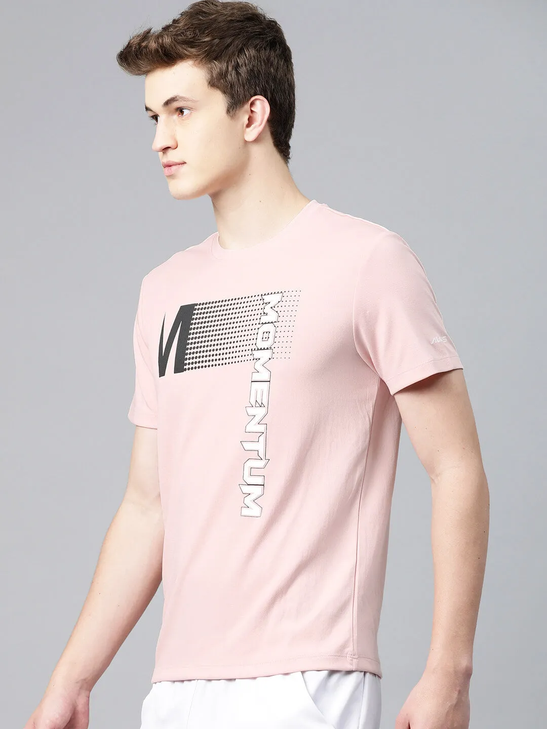 Alcis Men Typography Printed Anti Static Slim Fit T-shirt Joy Ease Balance Core