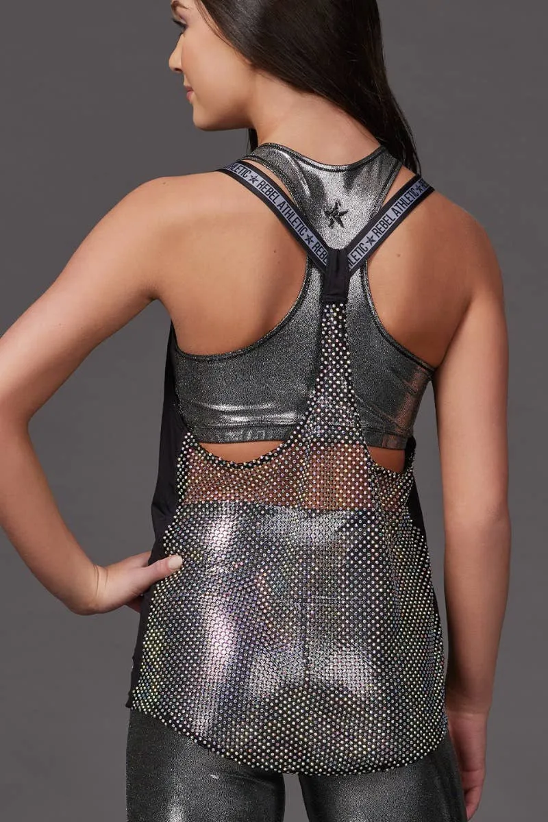 Work Ready Lightweight Layering Mesh Crystal Couture Rebel Against Bullying Sports Strap Tank - Special Order