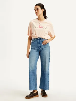 Women's Blue Loose Fit High Rise Jeans All Season Fabric Weight Sporty Look