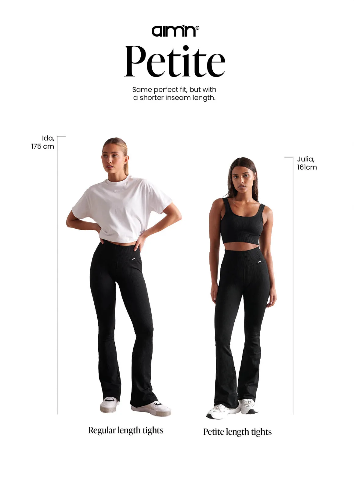 Reinforced Seams Quick Release Moisture Management Black Ribbed Seamless Petite Tights