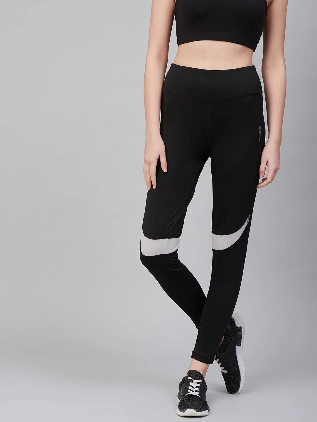 Eco Friendly Blend skin friendly Alcis Women Black Solid Training Tights
