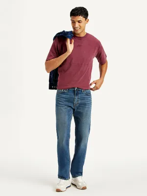 Men's 513 Blue Slim Straight Fit Mid Rise Jeans Everyday Basic clean design