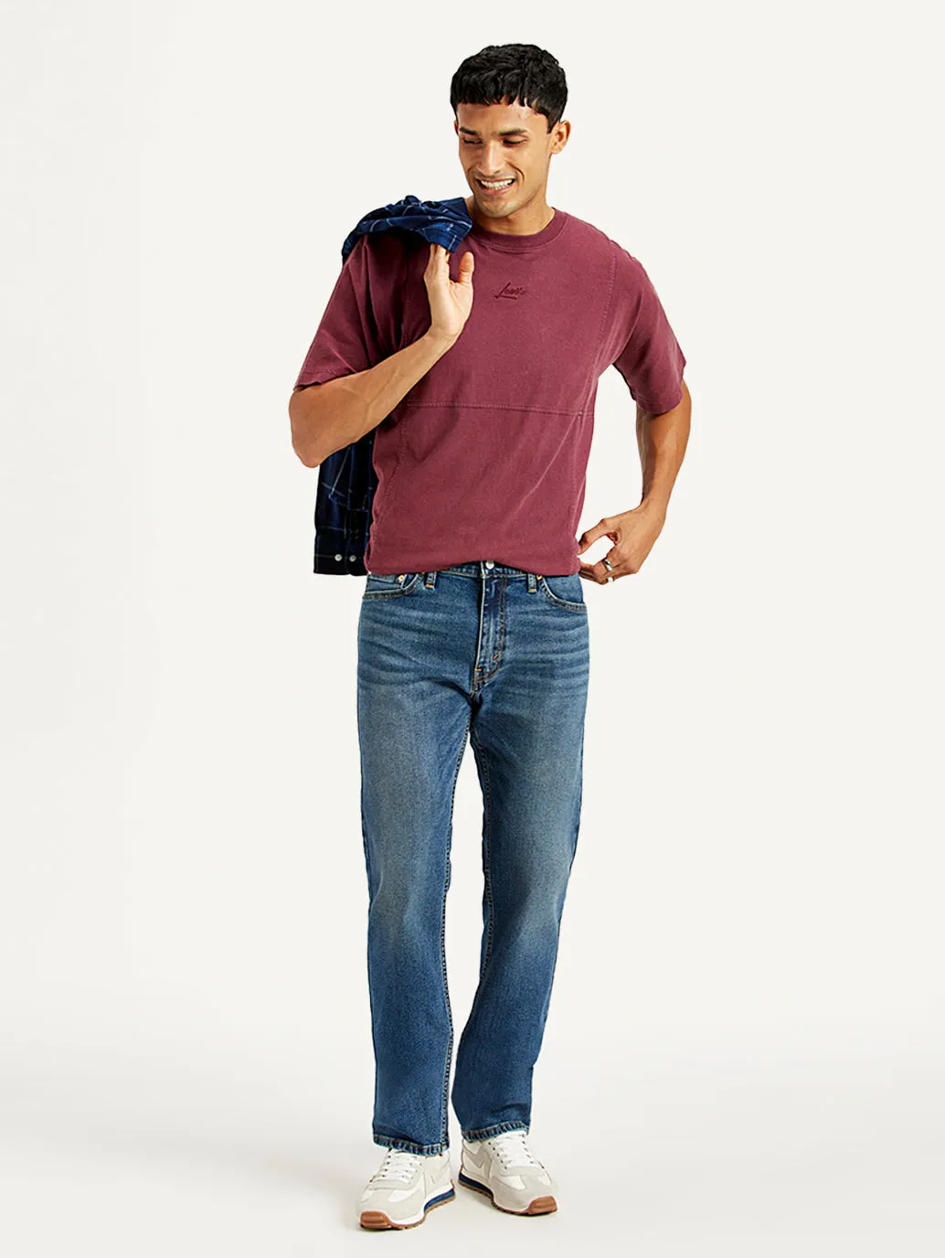 Outdoor Adventure Earthy Men's 513 Blue Slim Straight Fit Mid Rise Jeans