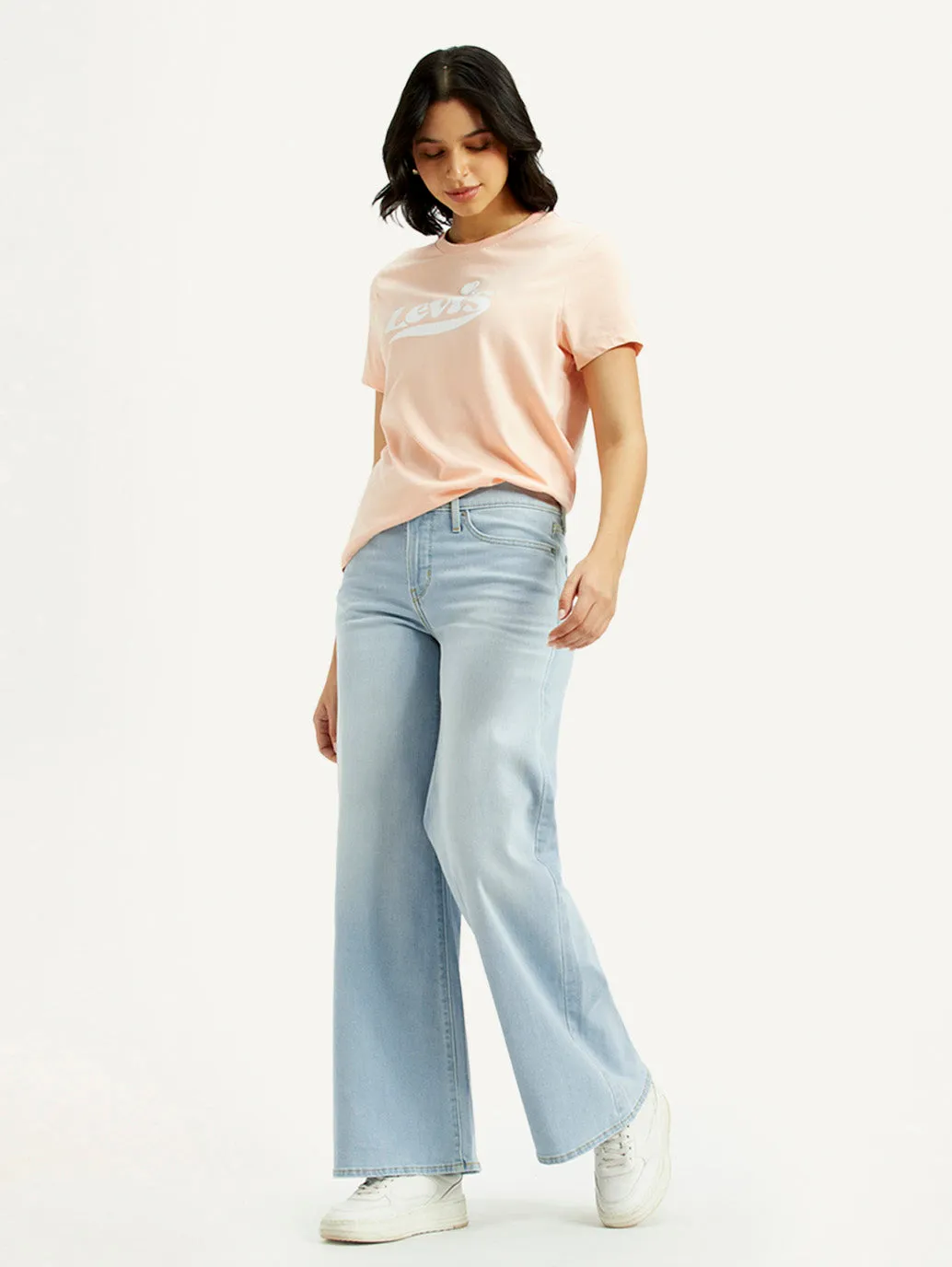 Women's 318 Light Indigo Flared Fit Mid Rise Jeans Daily Function Neutral Tone