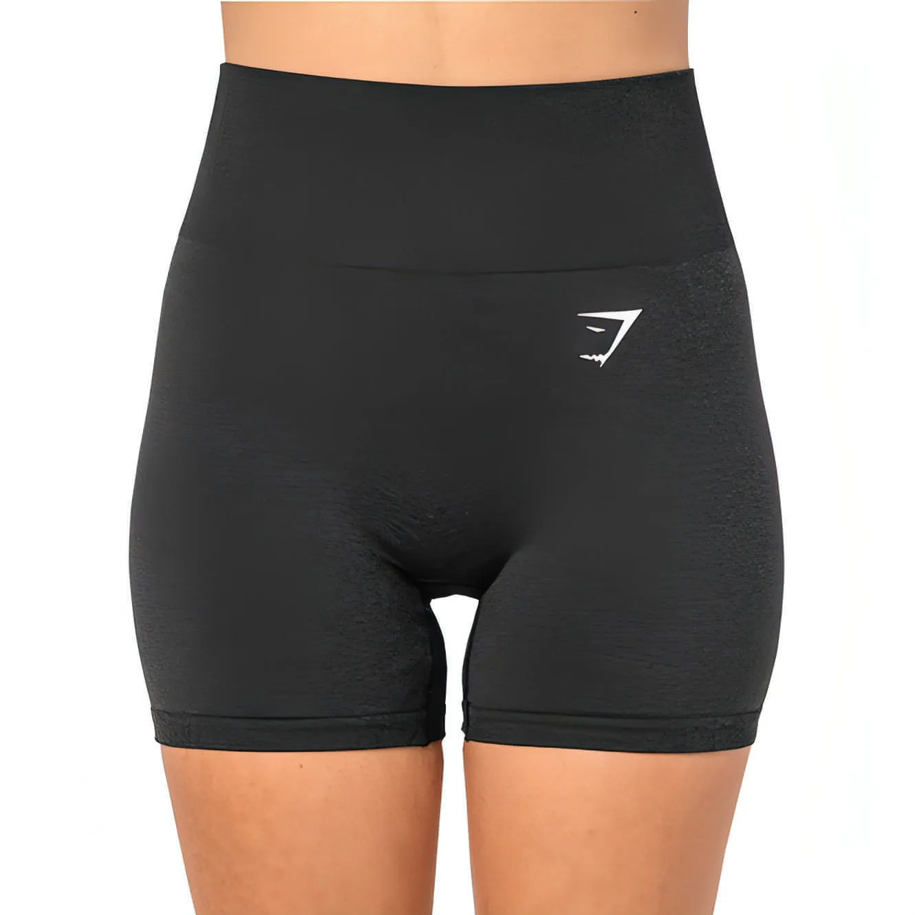Gymshark Vital Seamless Womens Short Training Tights - Black Rubberized Waistband Office Wear
