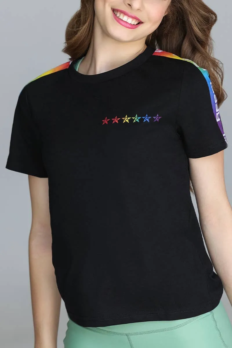 Unisex Rebel Pride Tee in Black Romance Air SweatAbsorbingTexture
