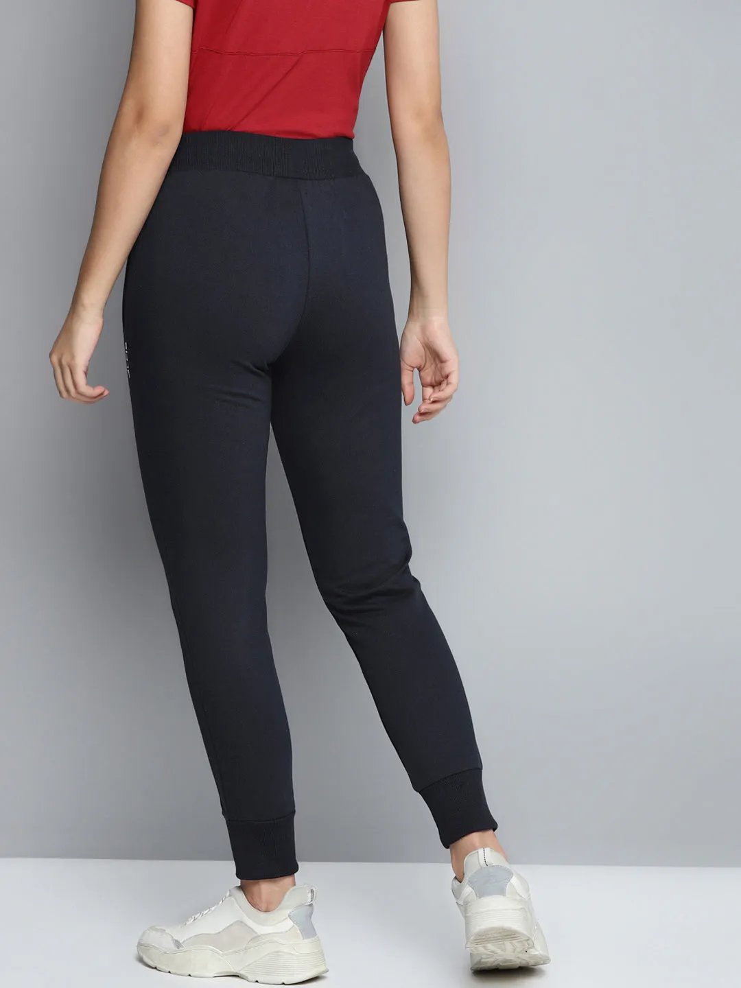 Alcis Women Navy Blue Solid Track Pants AbrasionResistantFabric